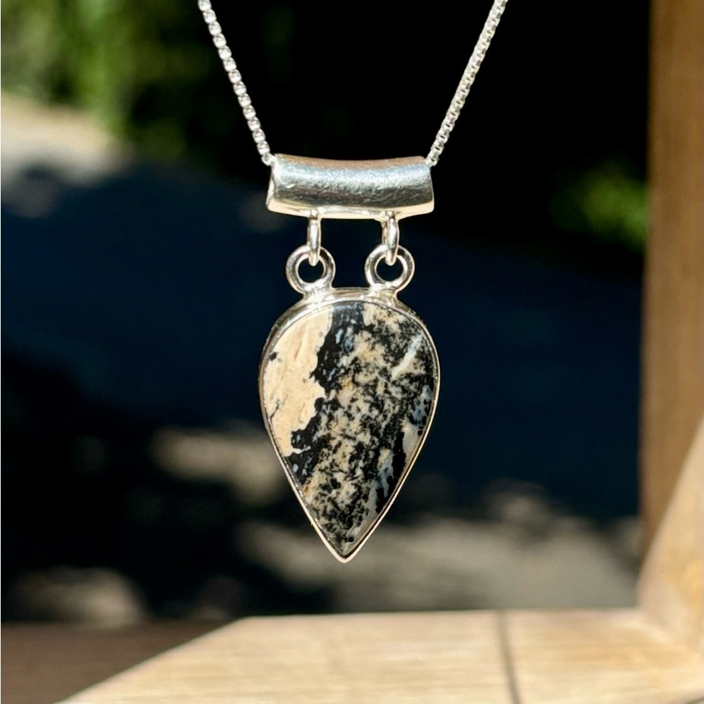 Honey Dendritic Opal Necklace View 4